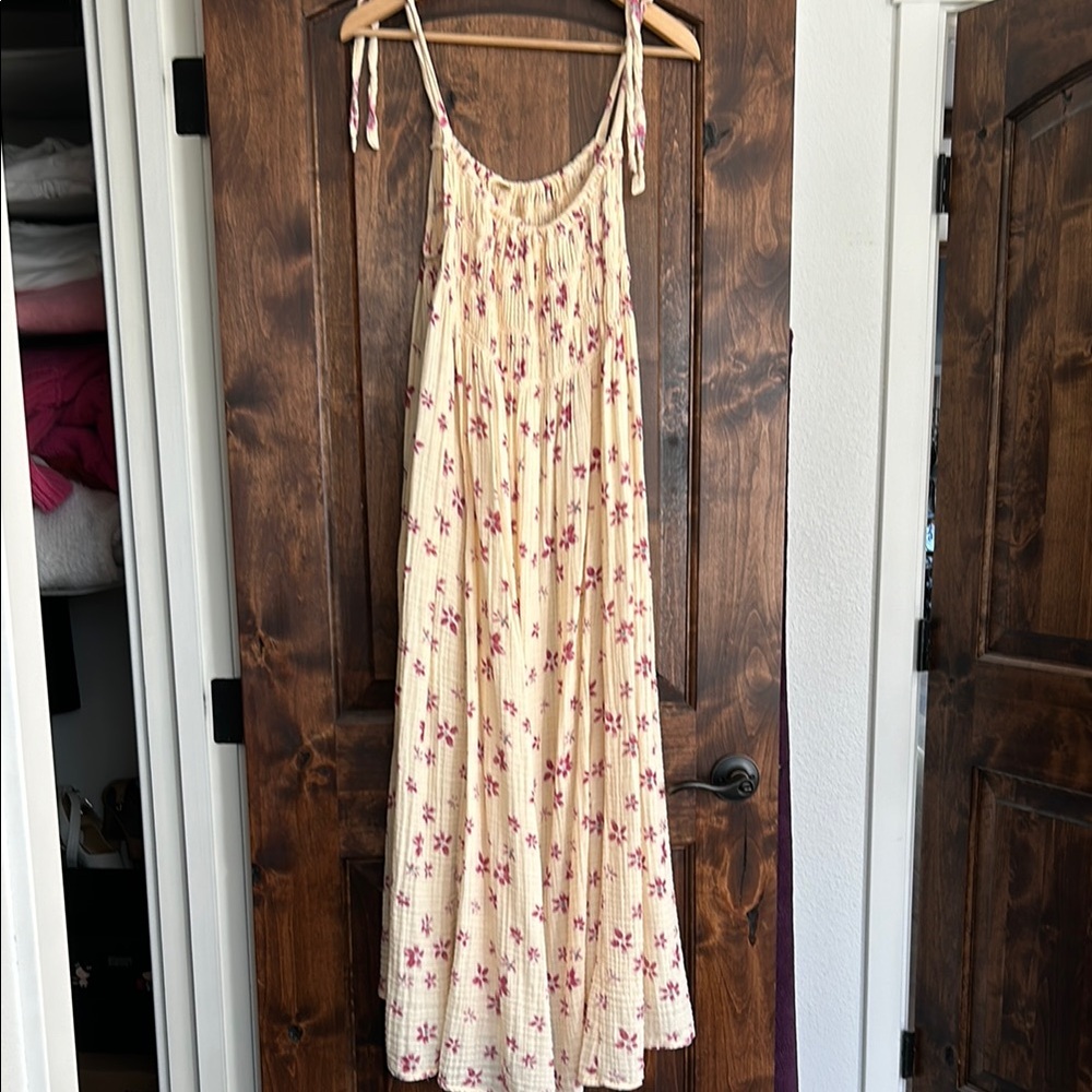 Free People Floral Maxi Dress - Cream and Pink